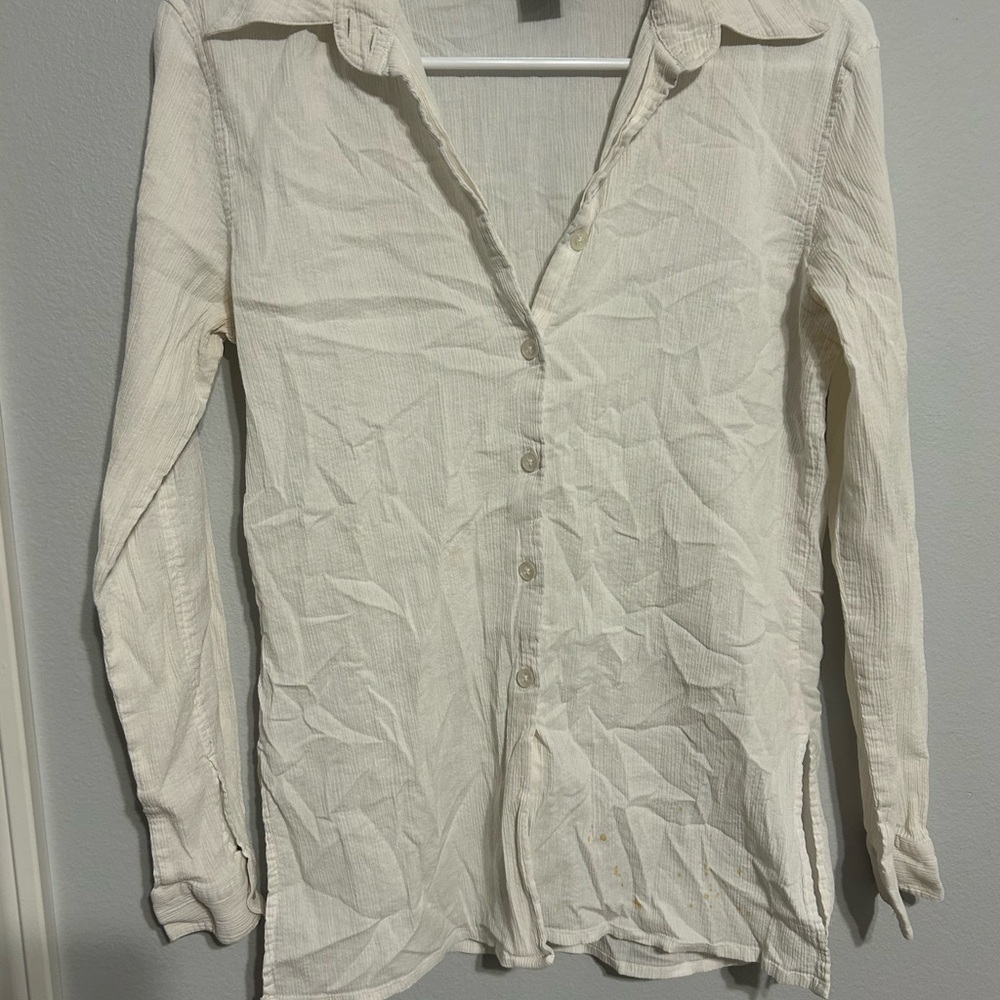 Elegant Cream Button-Up Women's Top